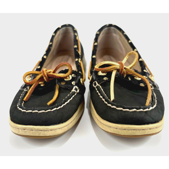 Sperry Women’s Top Sider Angelfish Shimmer Black and Gold Boat Shoes Size 7.5M - Picture 2 of 8